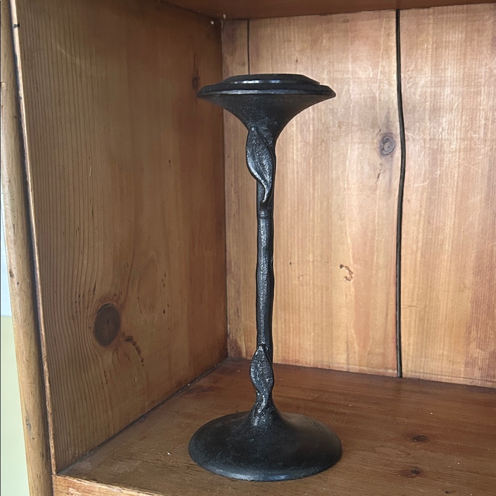 Primitive Black Iron Candle Holder